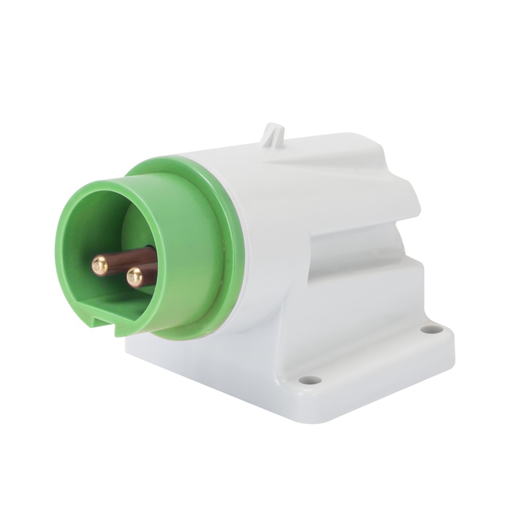 SPINA FISSA DA PARETE A 90° - IP44 - 3P 16A 20-25V e 40-50V 401-500HZ - VERDE - 11H - CABLAGGIO A VITE