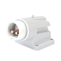 SPINA FISSA DA PARETE A 90° - IP44 - 2P 16A 20-25 e 40-50V 50-60HZ c.c. - BIANCO - 10H - CABLAGGIO A VITE
