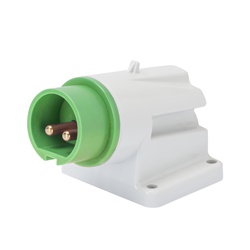 SPINA FISSA DA PARETE A 90° - IP44 - 3P 32A 20-25V e 40-50V 401-500HZ - VERDE - 11H - CABLAGGIO A VITE