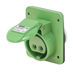 PRESA FISSA DA INCASSO A 10° - IP44 - 3P 32A 20-25V e 40-50V 401-500HZ - VERDE - 11H - CABLAGGIO A VITE