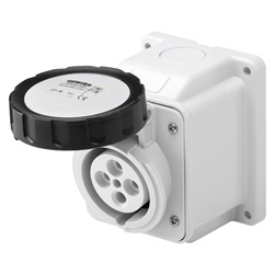 PRESA FISSA DA PARETE A 10° - IP67 - 3P+T 32A 480-500V 50/60HZ - NERO - 7H - CABLAGGIO A VITE