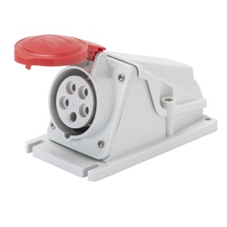 PRESA FISSA DA PARETE A 90° - IP44 - 2P+T 32A 380-415V 50/60HZ - ROSSO - 9H - CABLAGGIO A VITE
