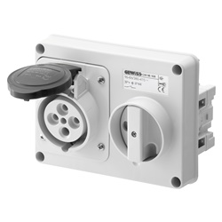 PRESA FISSA INTERBLOCCATA ORIZZONTALE - SENZA FONDO - SENZA BASE PORTAFUSIBILI - 3P+T 32A 480-500V - 50/60HZ 7H - IP44