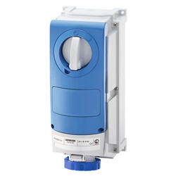 PRESA FISSA INTERBLOCCATA VERTICALE - CON FONDO - SENZA BASE PORTAFUSIBILI - IMPIEGHI GRAVOSI - 3P+N+T 16A 200 - 250V - 50/60HZ 9H - IP66