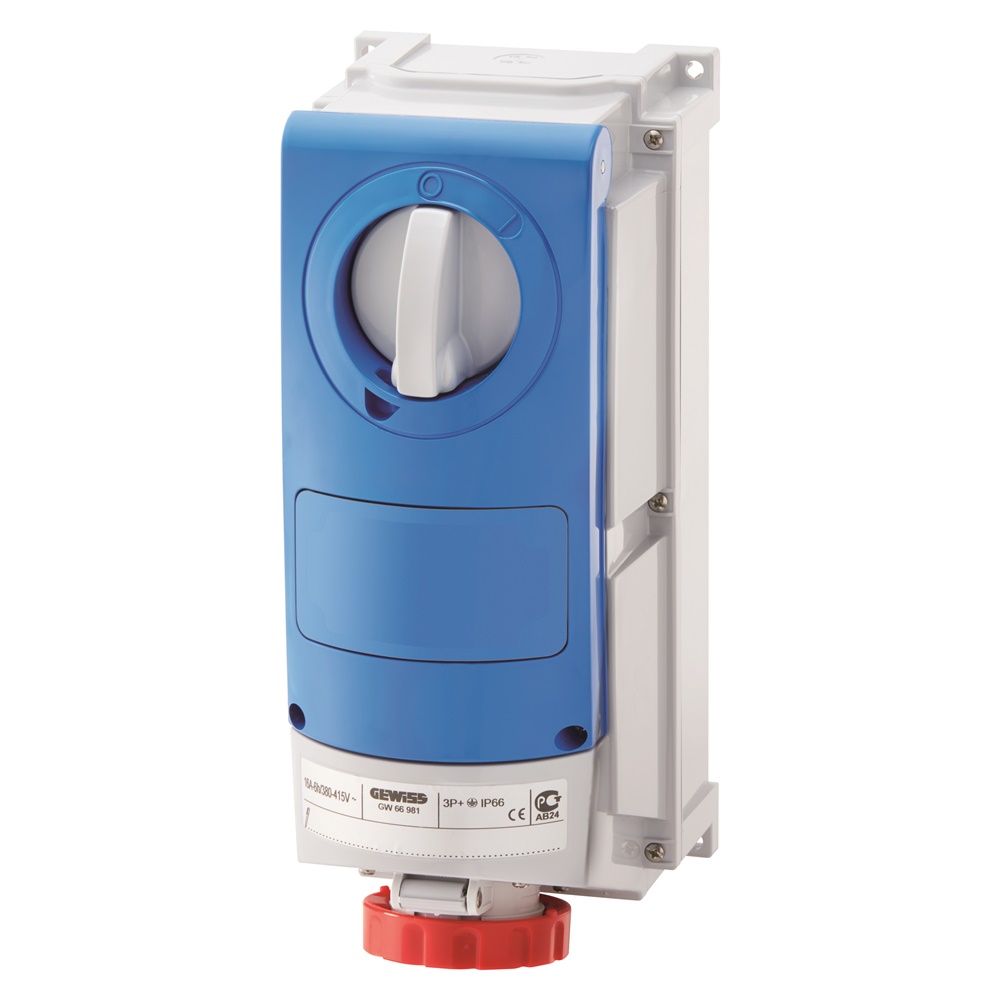 PRESA FISSA INTERBLOCCATA VERTICALE - CON FONDO - SENZA BASE PORTAFUSIBILI - IMPIEGHI GRAVOSI - 3P+T 32A 380 - 415V - 50/60HZ 3H - IP66