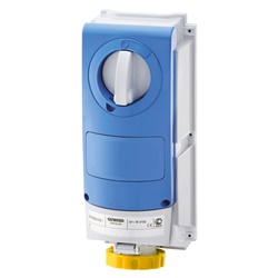 PRESA FISSA INTERBLOCCATA VERTICALE - SENZA FONDO - SENZA BASE PORTAFUSIBILI - IMPIEGHI GRAVOSI - 2P+T 16A 100 - 130V - 50/60HZ 4H - IP66