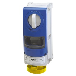 PRESA FISSA INTERBLOCCATA VERTICALE - CON FONDO - CON BASE PORTAFUSIBILI - 3P+N+T 16A 100-130V-50/60HZ 4H - IP66