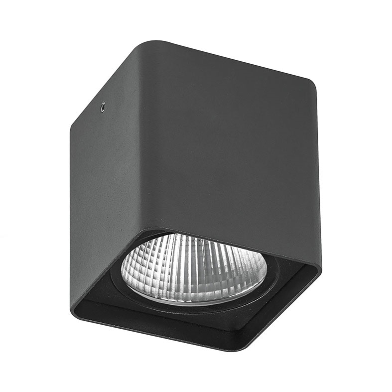 Downlight plafone quadrato antracite LED 20W IP54 3000K per esterno