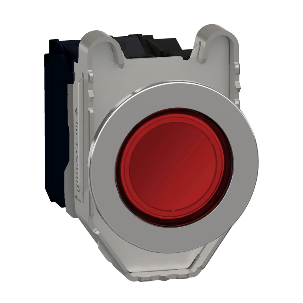 Pulsante luminoso rosso filopannello LED universale 24VAC/DC 1NO+1NC- Ø30