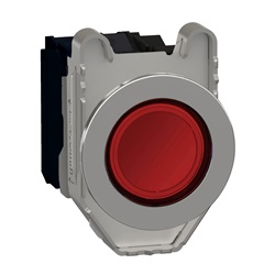 Pulsante luminoso rosso filopannello LED universale 24VAC/DC 1NO+1NC- Ø30