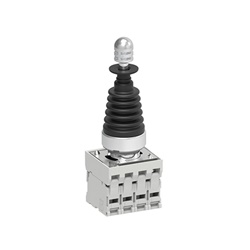 Manipolatore leva 4 direzioni mantenuto con blocco meccanico e 4 contatti ausiliari NA serie Platinum Ø22mm metallico
