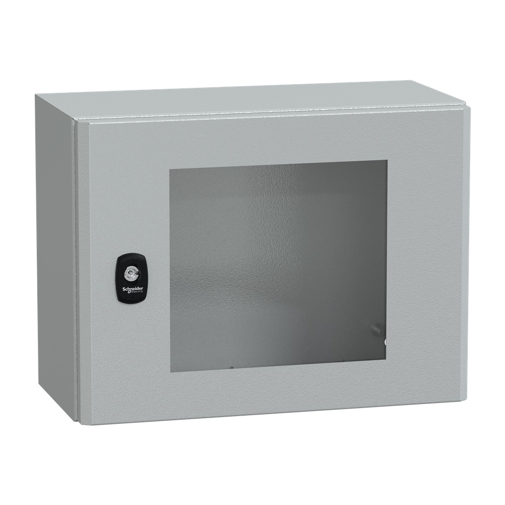Cassetta in acciaio montata a parete, Spacial S3D, porta trasparente, senza piastra di montaggio, 300x400x200mm, IP66, IK08