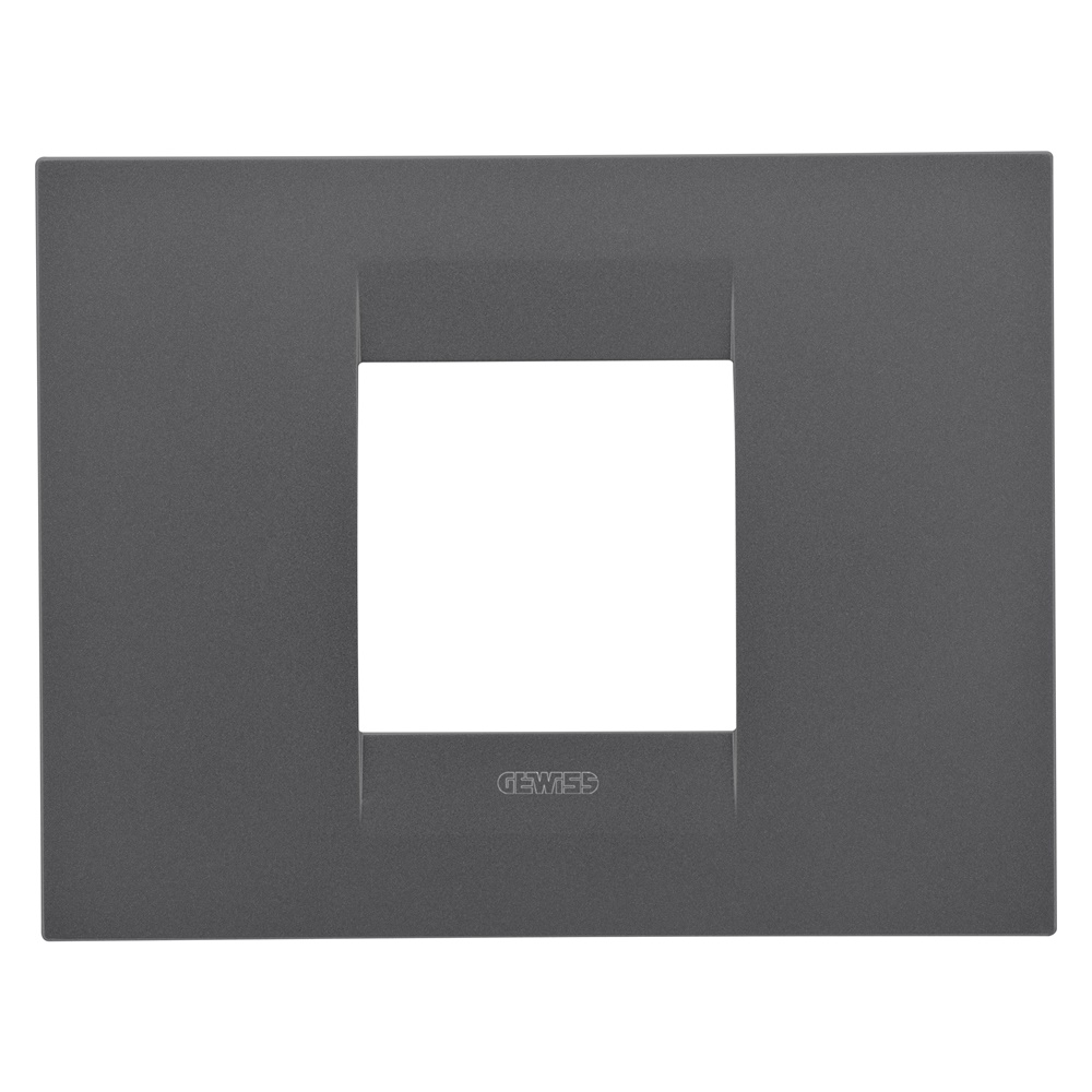Placca GEO 2 moduli nero satinato design minimalista per interruttori parete