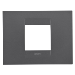 Placca GEO 2 moduli nero satinato design minimalista per interruttori parete