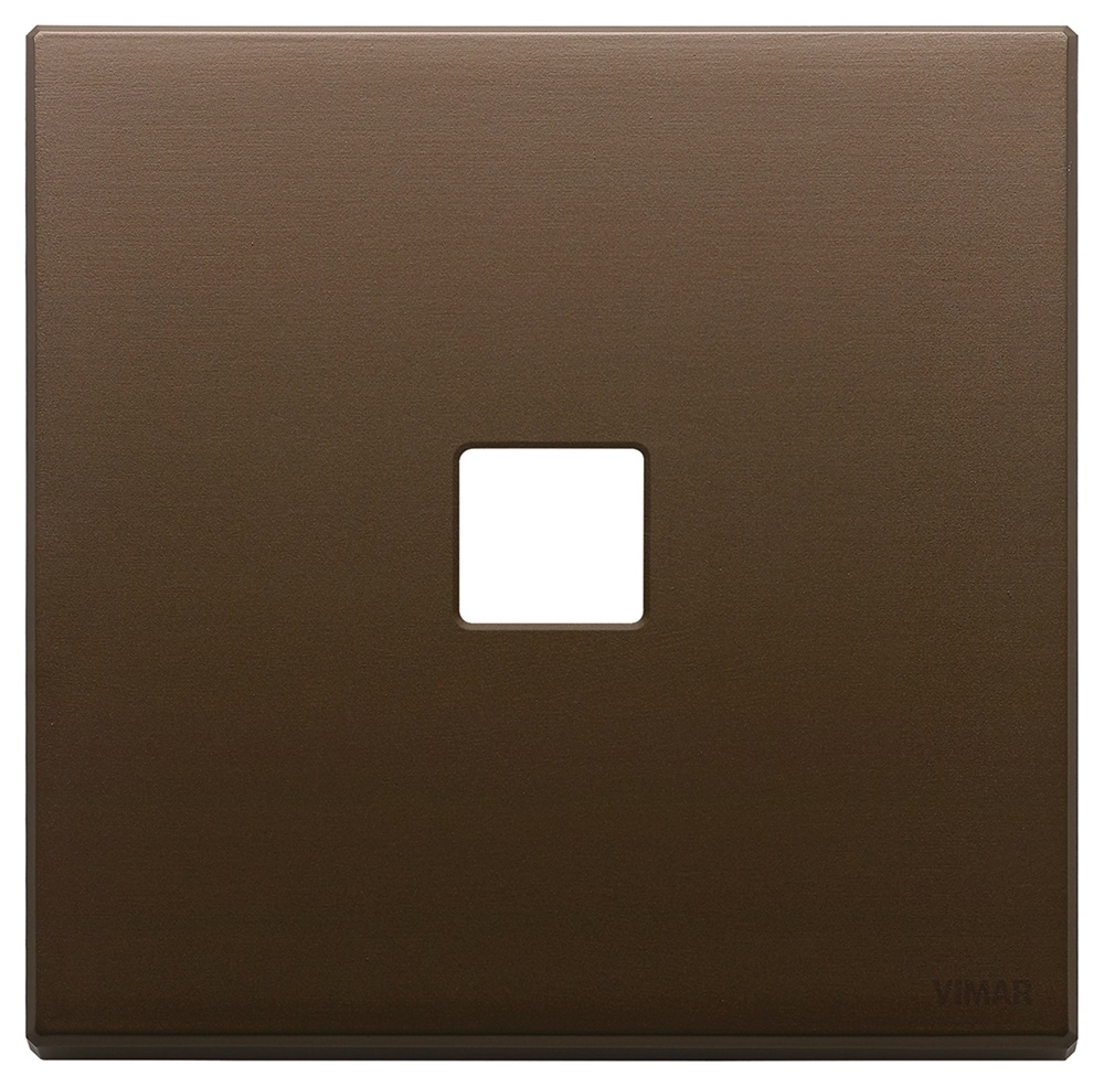 Placca 2 moduli Flat metallo bronzo scuro spazzolato per comando elettrico
