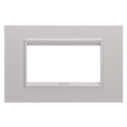 Placca Lux 4 posti metallo naturale beige satinato design elegante resistente uso elettrico interno