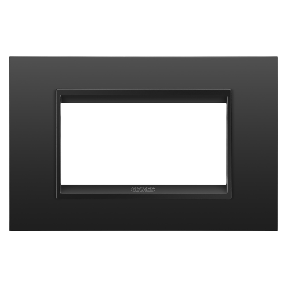 Placca Lux 4P metallo nero satinato design moderno per installazioni elettriche