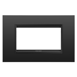 Placca Lux 4P metallo nero satinato design moderno per installazioni elettriche