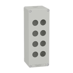 Pulsantiera in metallo grigia  M25 8 fori 22MM 80X220X77 UL CSA