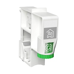 Modulo Fix RJ45 con rotellina selezione applicazione e graffa messa a terra per connettori S-ONE, uso impianti rete domestici