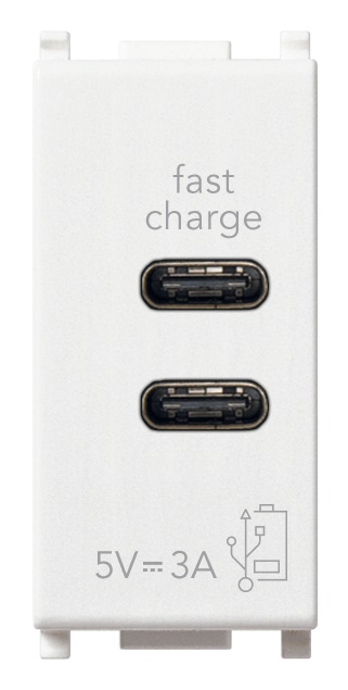Alimentatore USB tipo C doppia uscita 15W 3A 5V cavo 1m bianco per dispositivi elettronici