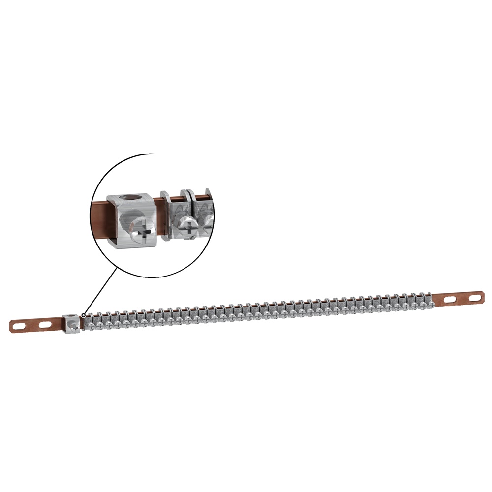 Collettori terra 12 moduli barra 200mm 20 ponticelli terminale 16-35mm² per installazioni elettriche
