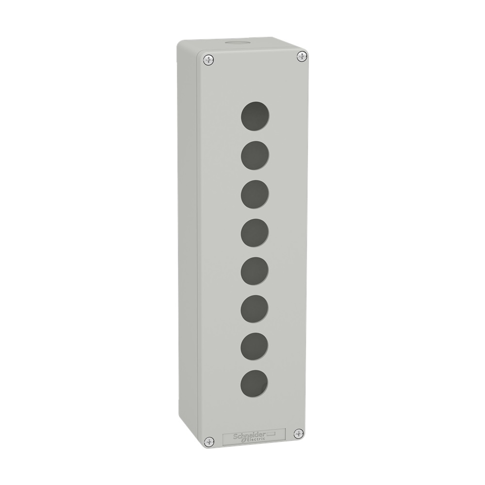 Pulsantiera in metallo grigia  M32 8 fori 22MM 85X310X77 UL CSA