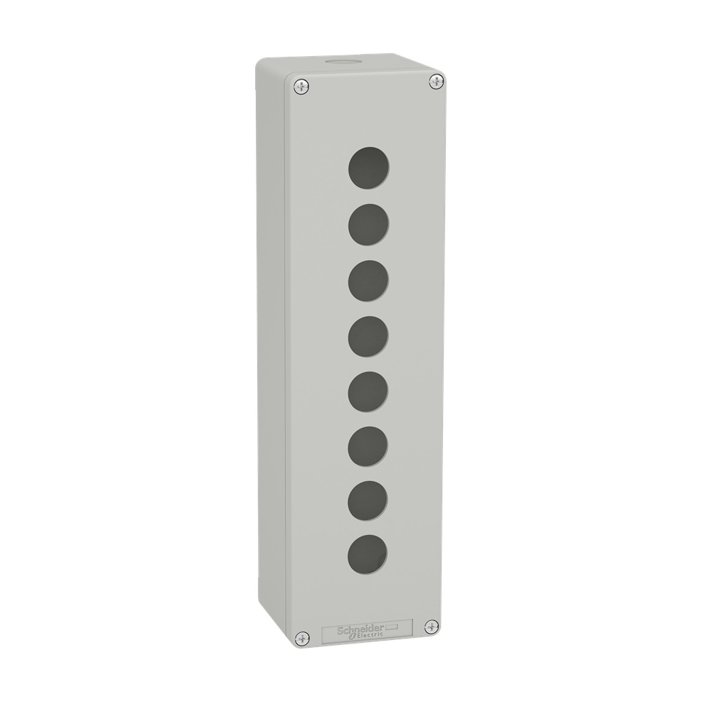 Pulsantiera in metallo grigia  M32 8 fori 22MM 85X310X77 UL CSA
