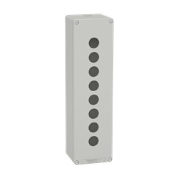 Pulsantiera in metallo grigia  M32 8 fori 22MM 85X310X77 UL CSA