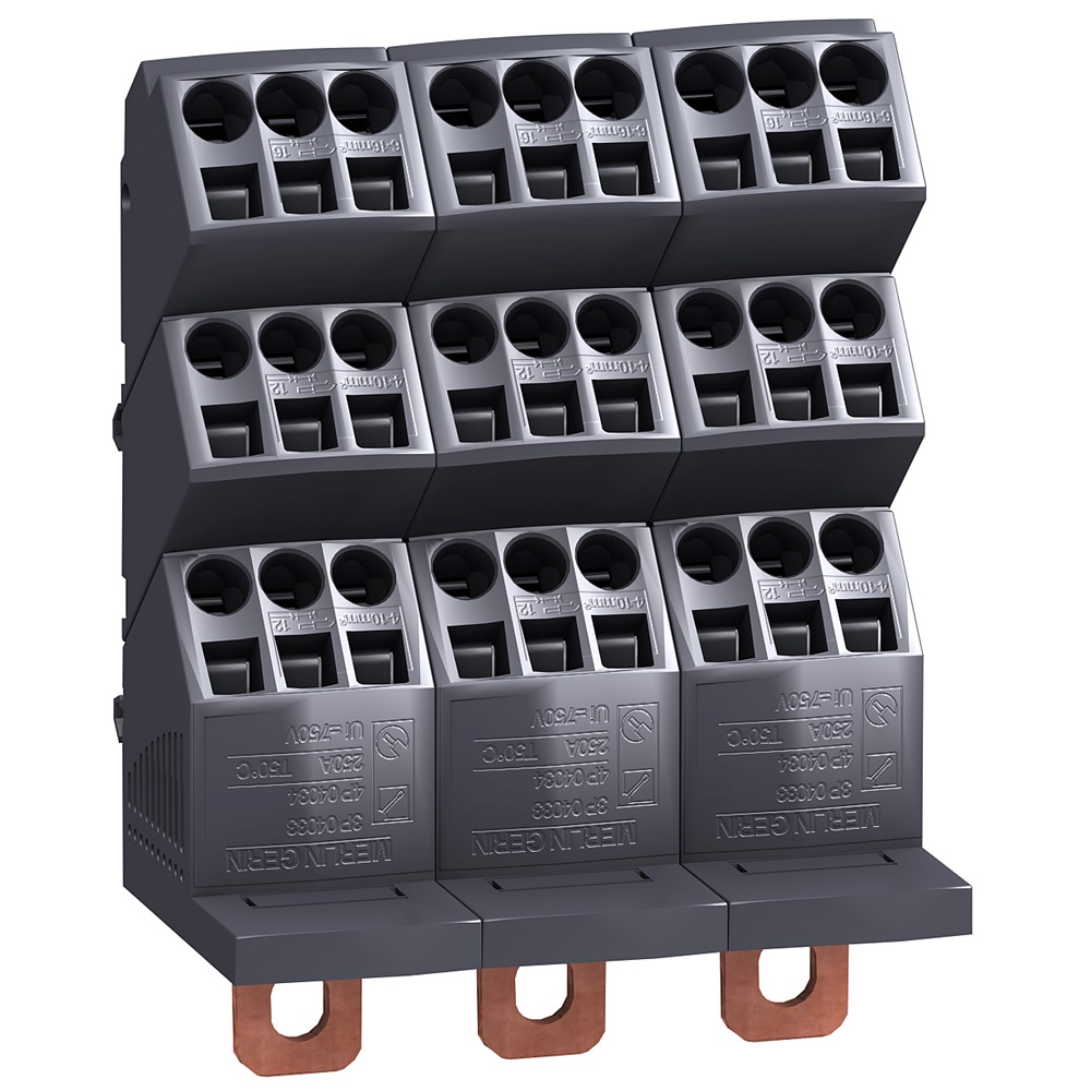 Blocco distribuzione Linergy 250A 3P 690V per impianti elettrici industriali