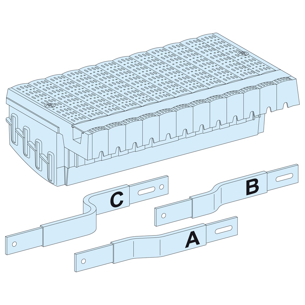 Blocco distribuzione Polypact fisso 3 poli con collegamento per quadri elettrici