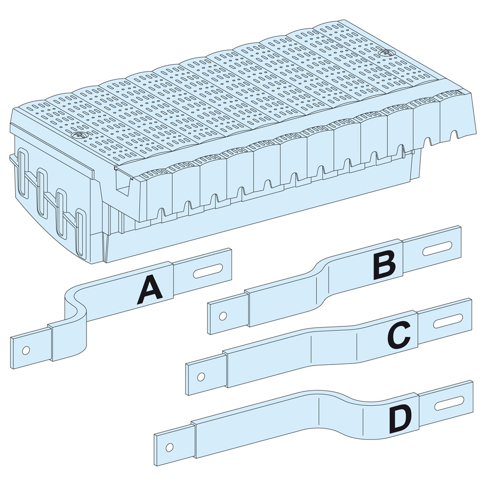 Blocco distribuzione Polypact fisso 4 poli con collegamento per quadri elettrici Compact NSX250