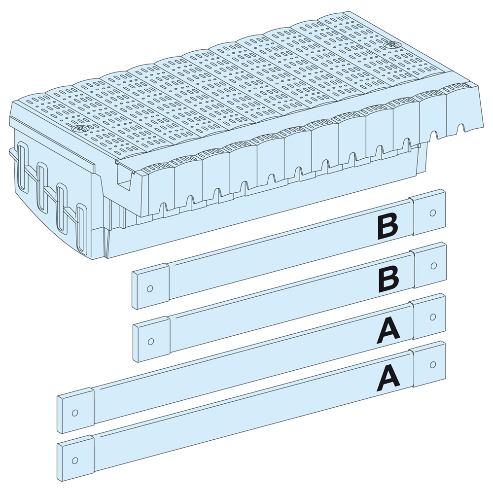 Blocco distribuzione Linergy Polypact RIM 4P collegamento per quadri elettrici Compact NSX250