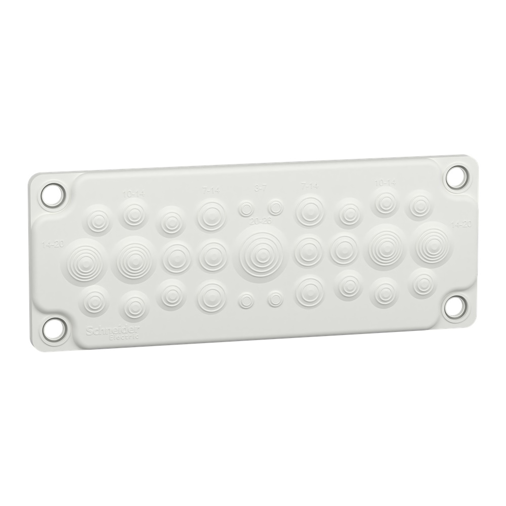 Piastra passacavi a membrana 25 entrate per cabinet PrismaSeT G, protezione IP55, acciaio resistente bianco opaco