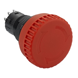 Arresto di emergenza Ø16mm luminoso 24V testa Ø32 MM,sblocco rotazione 2 NC