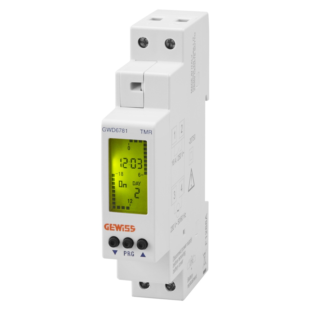 Interruttore orario digitale settimanale 1 canale serie 90 AM per impianti elettrici modulari