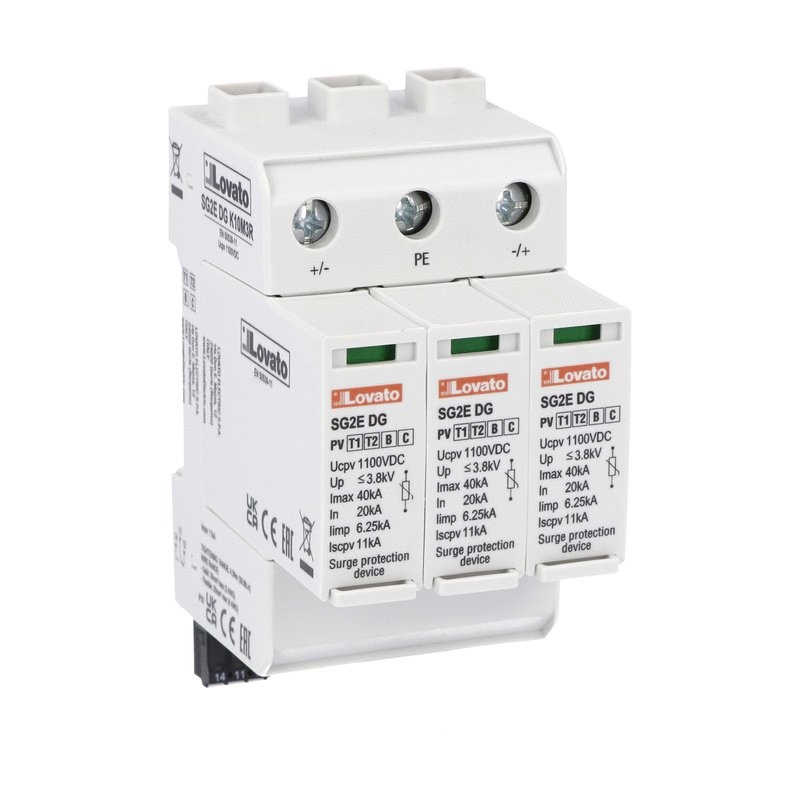 Scaricatore sovratensioni tipo 1-2 1100V DC cartuccia estraibile per fotovoltaico con contatto remoto