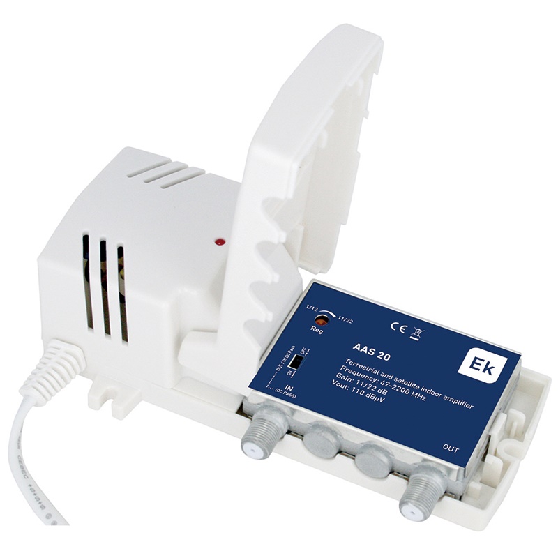 Amplificatore segnale TV 1 ingresso 1 uscita 47-2200 MHz per impianti antenna residenziali e professionali