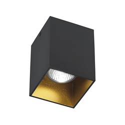 Downlight plafone quadrato nero-opaco interno oro satinato attacco GU10 per ambienti moderni IP20
