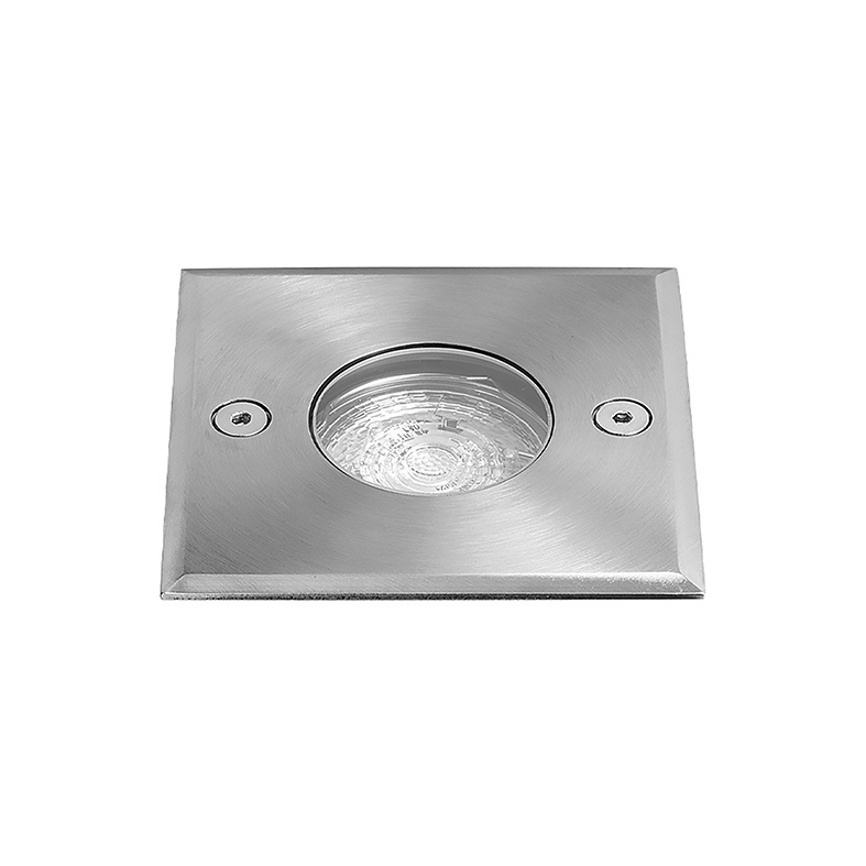 Uplight quadrato acciaio satinato GU10 IP65 incasso esterno calpestabile