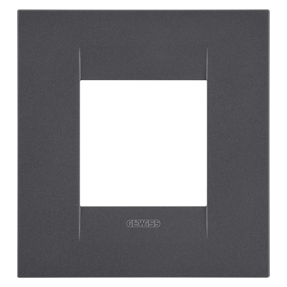 Placca GEO International 2 posti nero satinato tecnopolimero design squadrato per interni