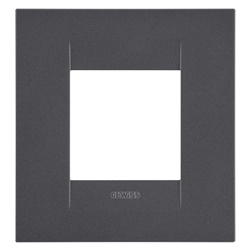 Placca GEO International 2 posti nero satinato tecnopolimero design squadrato per interni