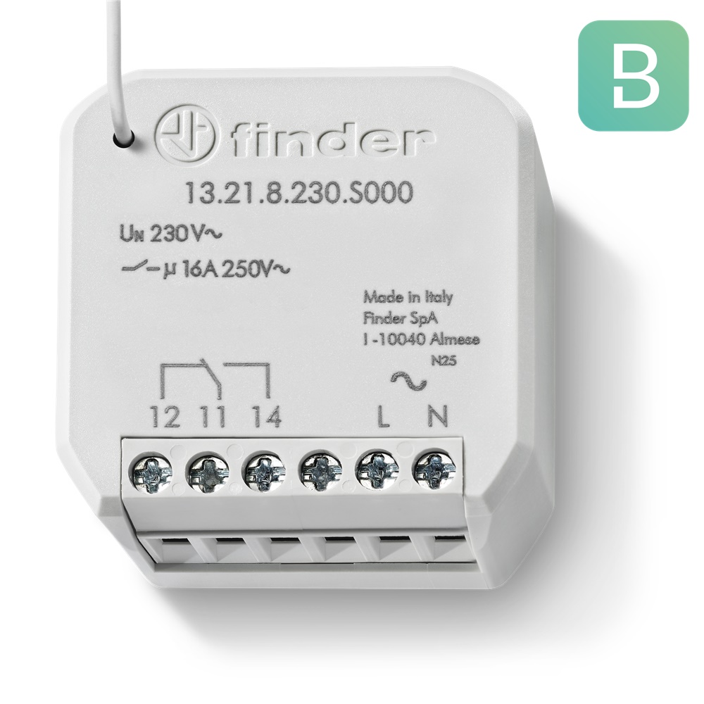 Attuatore 1 scambio 16A 230V Bluetooth 868MHz per automazione domestica e industriale