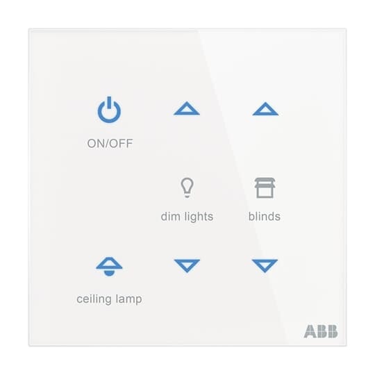 Placca touch 6 canali con sensore temperatura integrato per controllo illuminazione e tapparelle sistema KNX EIB