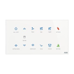 Placca touch 12 canali multifunzione con sensore temperatura integrato per sistemi KNX EIB controllo illuminazione e automazioni