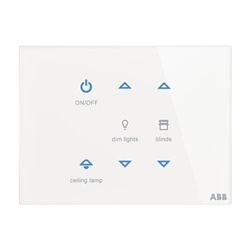 Placca touch 6 canali multifunzione con sensore temperatura per sistemi KNX EIB controllo luci e tapparelle residenziale commerciale