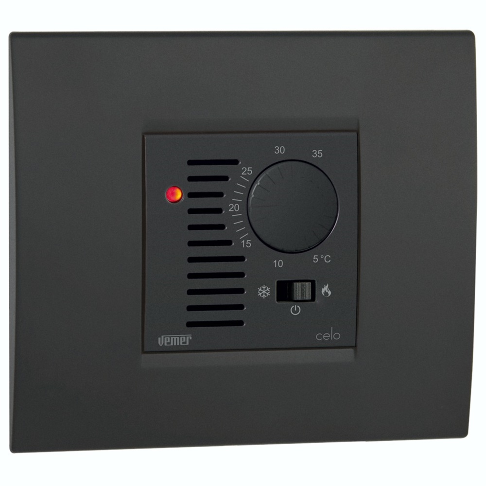 Termostato da incasso 2 moduli 230V con manopola regolazione temperatura per riscaldamento e condizionamento