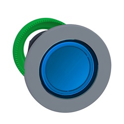 Testa pulsante luminoso blu filopannello ghiera grigia- per LED universale- Ø30