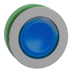 Testa pulsante luminoso blu filopannello ghiera grigia- per LED universale- Ø30