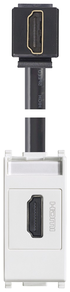 PRESA HDMI CON CAVO A 90  BIANCO